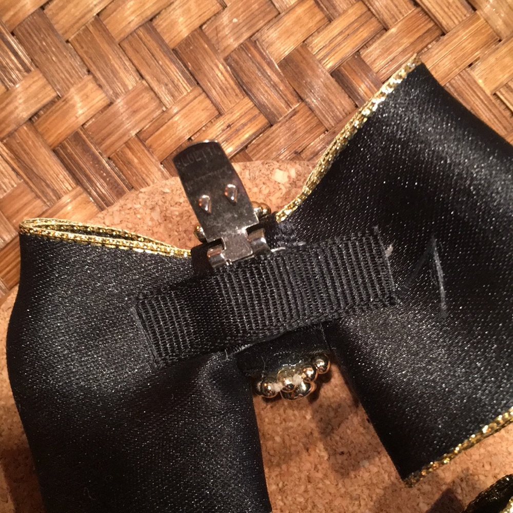 Black Satin Rhinestone Shoe Clips - Picture 4 of 4